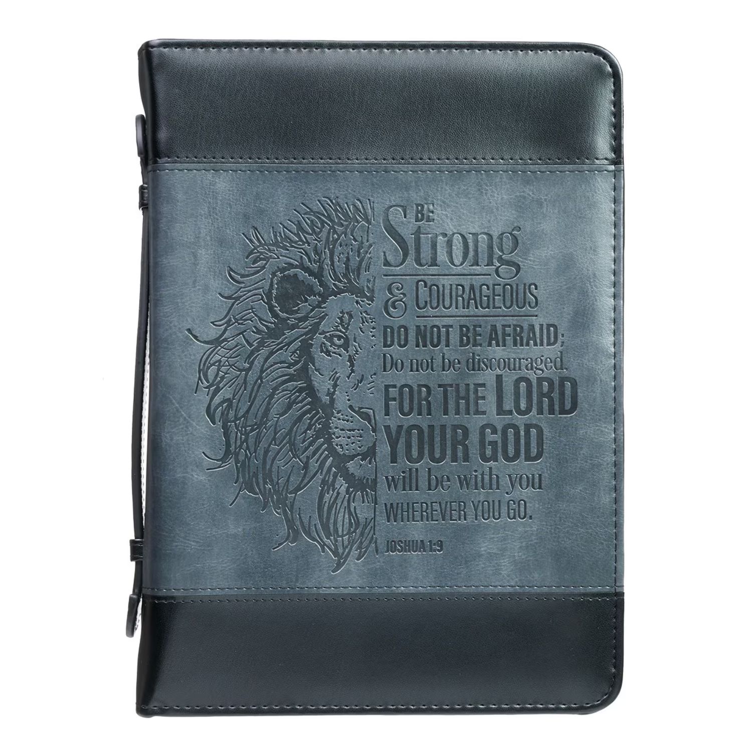 Be Strong (Lion/Two-Tone) Bible Cover Large Lux Leather Bible Cover Joshua 19 1220000130135