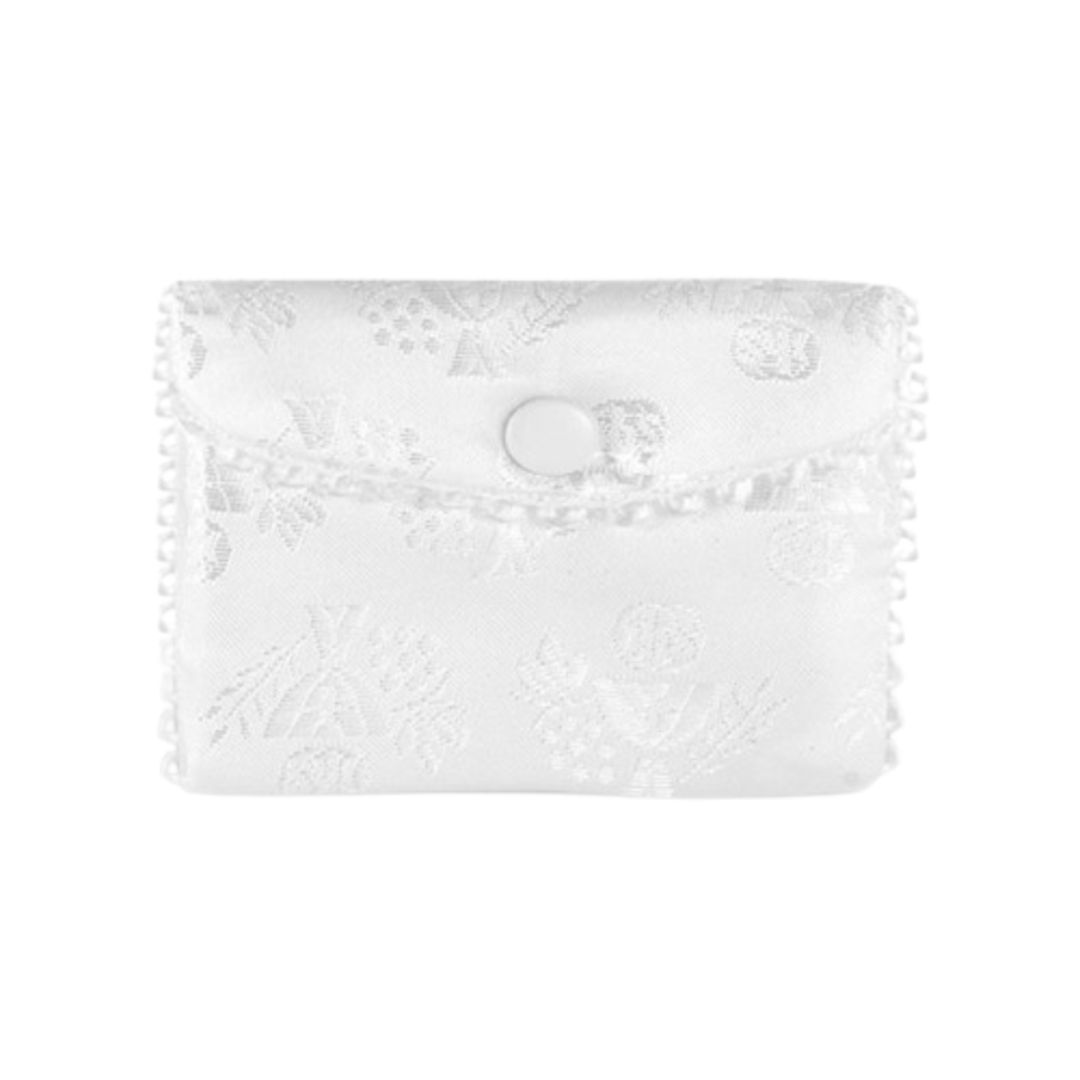 Communion White Satin Embroidered Rosary Case Communion White Satin Embroidered Rosary Case 12-1668C