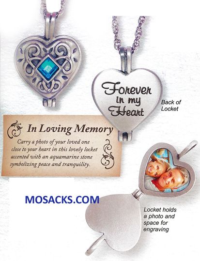 Memorial Locket Forever In My Heart Pewter 24" chain 5-LKT112-10S00-2