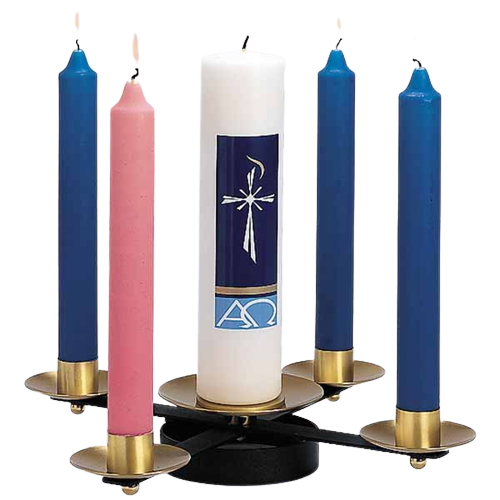 FREE SHIPPING on K Brand Black Wrought Iron Church Advent Wreath 3" x 18" Brass Accents-K177