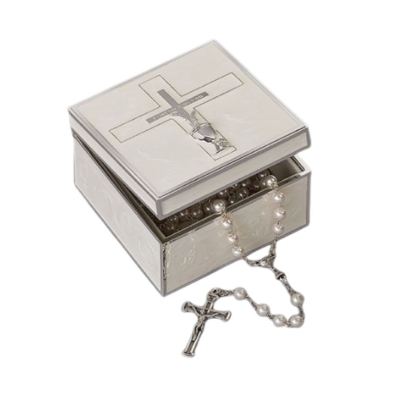 First Communion Keepsake Box in the Caroline Collection is 2.25" high 19963