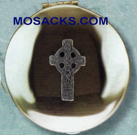Pyx Polished Brass Celtic Cross 9 Host Capacity-87004 Polished Brass Pyx Celtic Cross 9 Host Capacity-87004