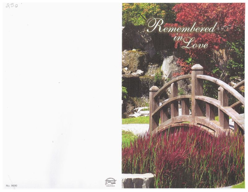 Bulletin Cover Remembered in Love 236-9690