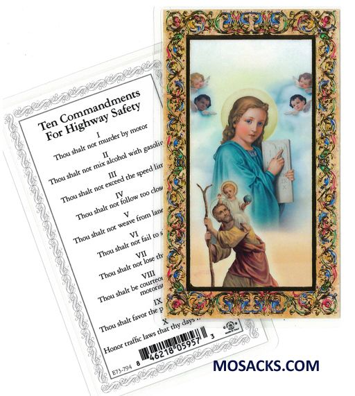 Ten Commandments for Highway Safety Laminated Holy Card E73-794