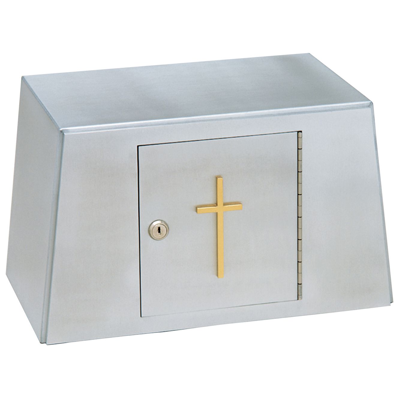 K334 Tabernacle Aluminum with Bright Brass Cross  Tabernacle has Base 15-1/2" W, Top 9" H x 13" W x…