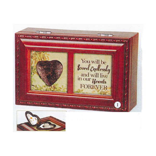 Bereavement Music Box with Locket plays tune You Light Up My Life PM5805 Petite Music Box