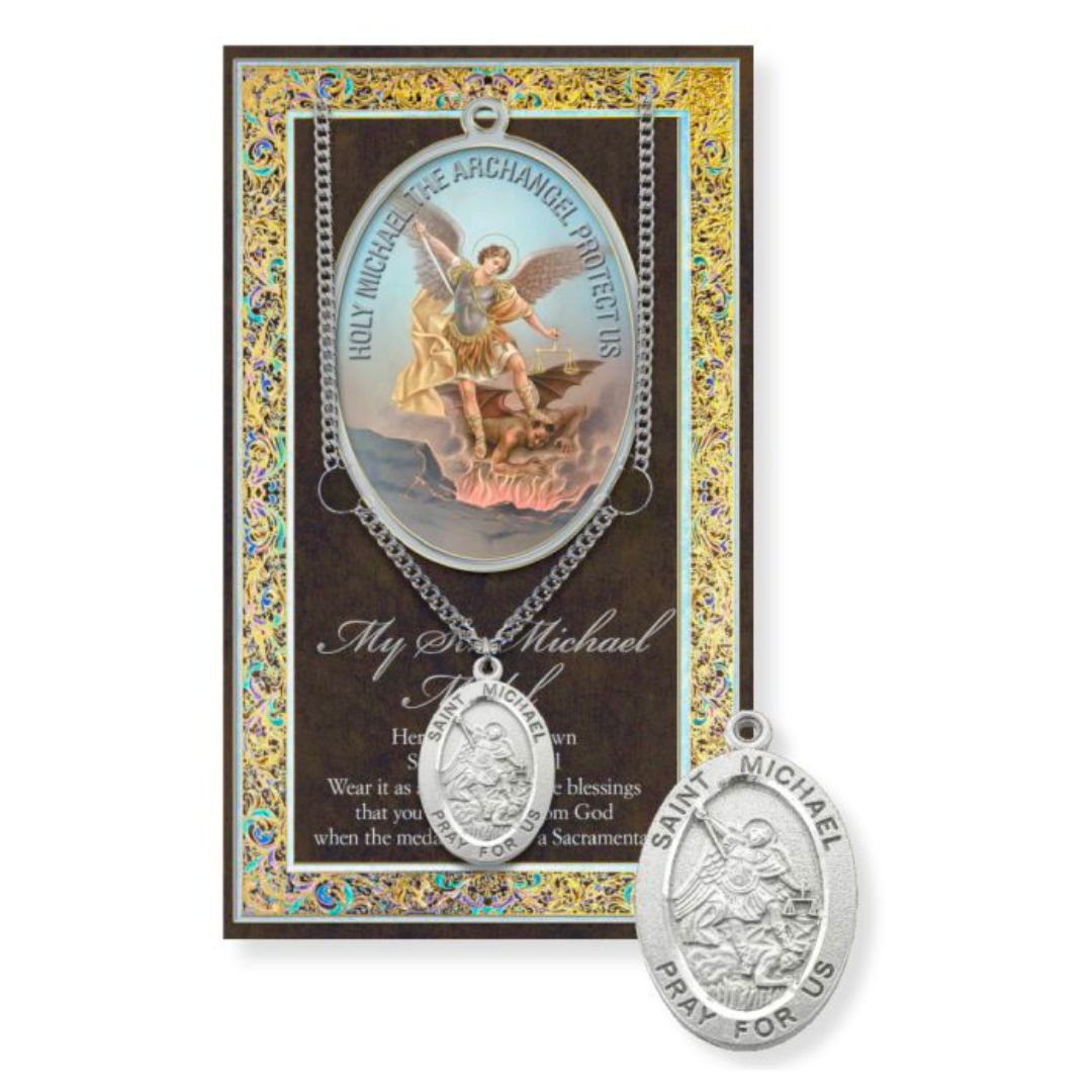 St. Michael necklace St. Michael Pewter Medal 1-1/16" h 950-330