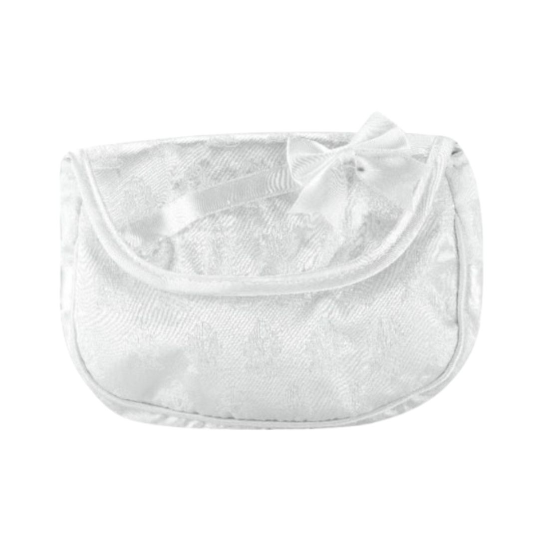 First Communion Satin Purse With Chalice Embroidery Bow 12-1658