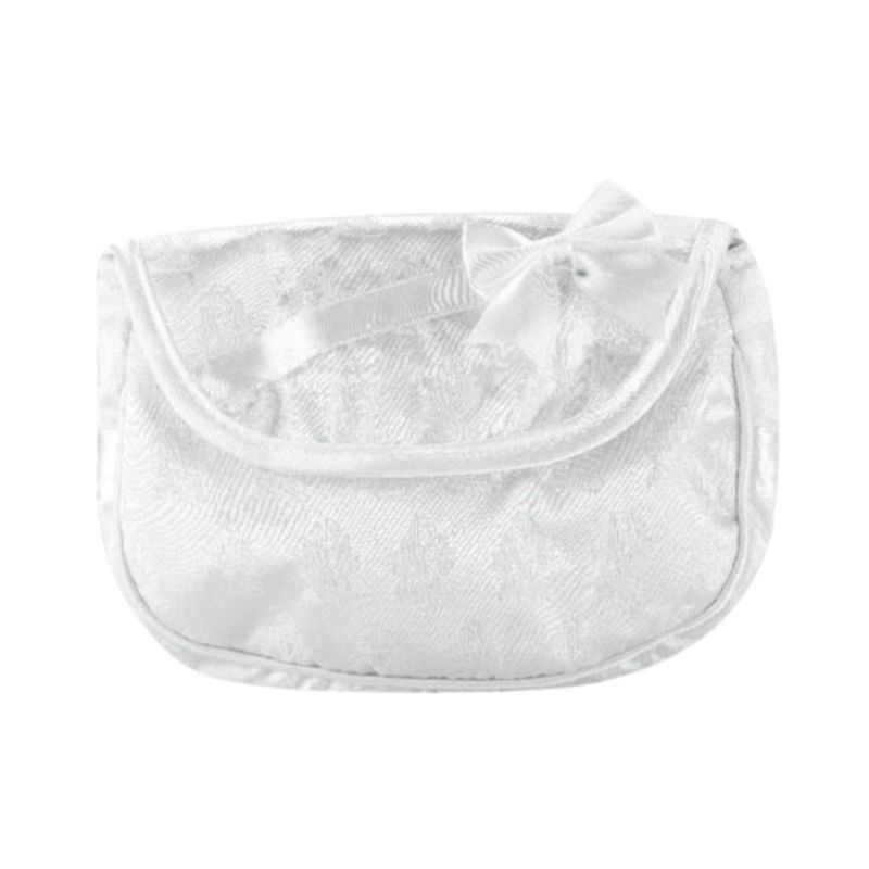 First Communion Satin Purse With Chalice Embroidery Bow 12-1658