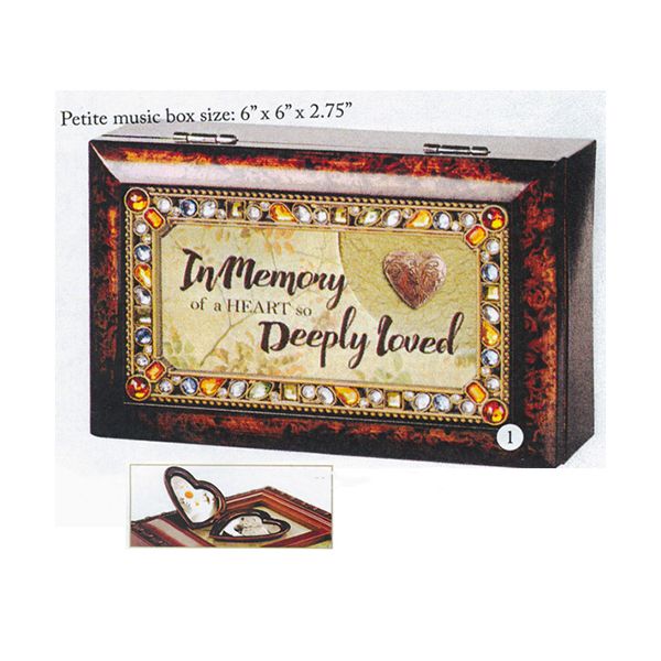 Bereavement Music Box with Locket Wind Beneath My Wings PJ167A Petite Jeweled Music Box