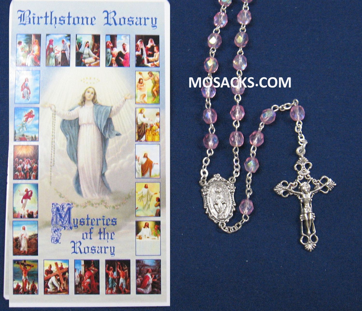 October Rose Birthstone Rosary 64-307/RZ/C1