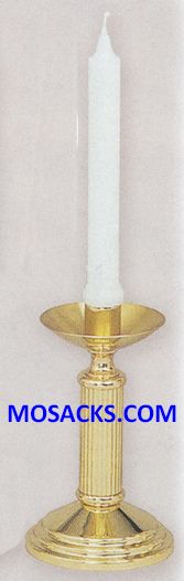 K Brand Solid Brass Candlestick 6.5" high with 4" base and 7/8" socket 14-K250  FREE SHIPPING