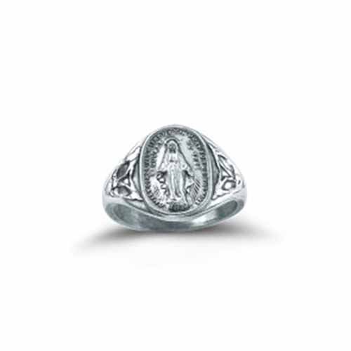 Ring Sterling Silver Miraculous Medal Ring with Mary Sizes: 5-11 R4200  Mary Rings