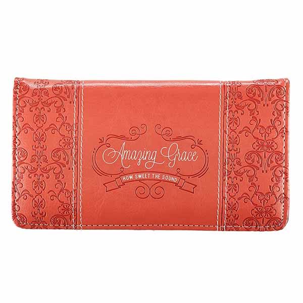 Amazing Grace Pink Leather Checkbook Cover-6006937122802