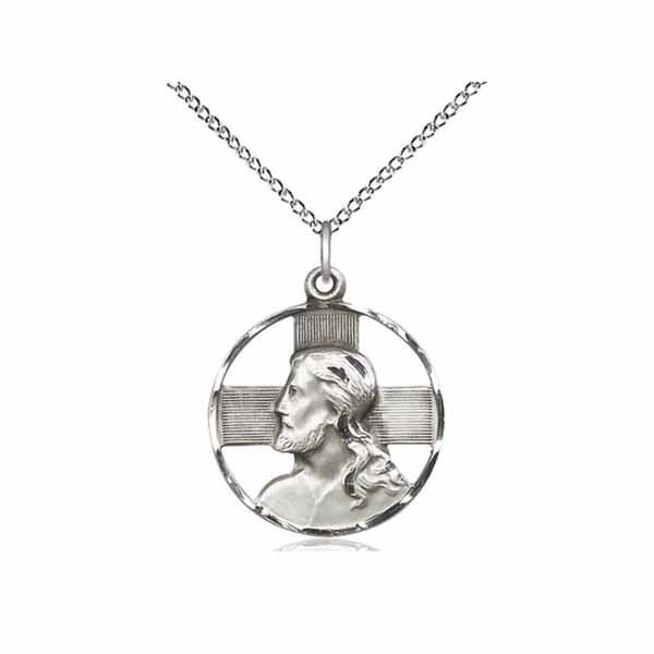 Bliss Head of Christ Cross Medal Necklace