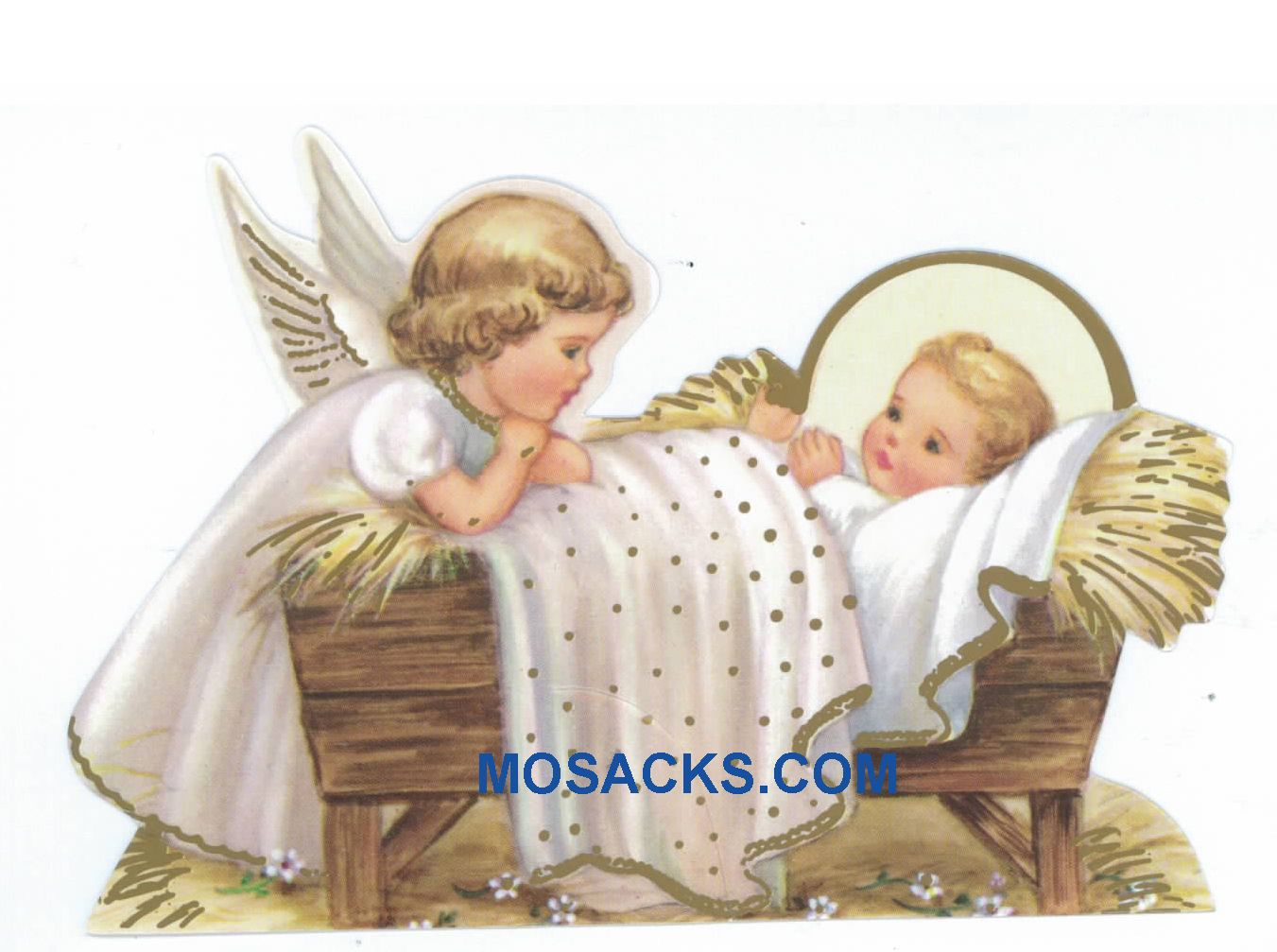 Baby Jesus in Manger and Angel Paper Cutout-X902