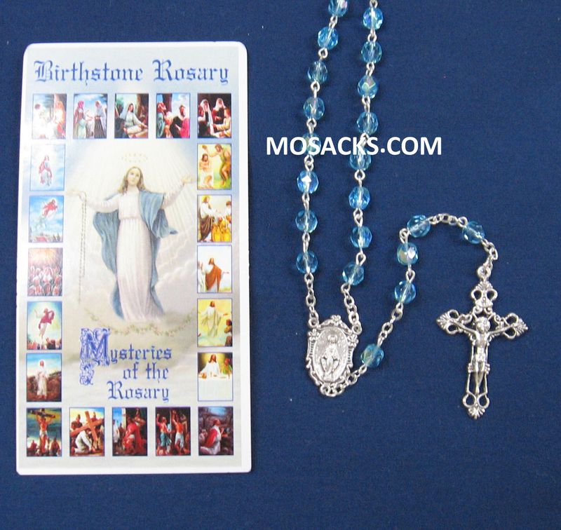 March Aquamarine Aurora Borealis Birthstone Rosary March Aquamarine Birthstone Rosary 64-307/AQ/C1
