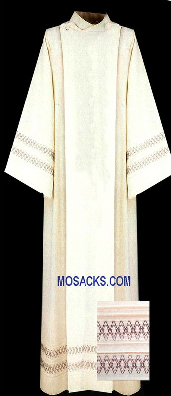Slabbinck Alb with Linear Embroidery in Greco Fabric, Style 100