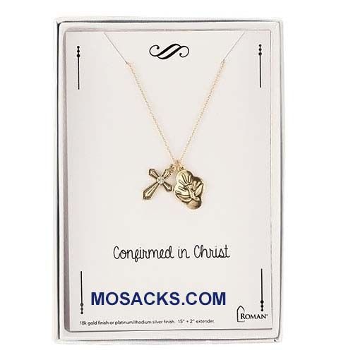 Confirmation Necklace with Dove and Cross in Gold 12780 Holy Spirit Necklace