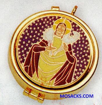 K Brand Pyx Gold Plate Enameled Good Shepherd 7 Host capacity-K83 Free Shipping on $100. Orders