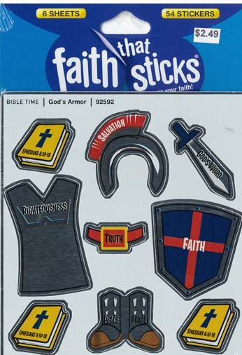 Faith That Sticks God's Armor-92592 includes 6 sticker sheets