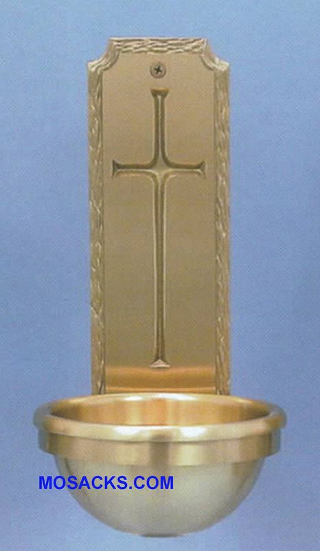 Bronze Holy Water Font Cross w/Textured Border 59HWF59