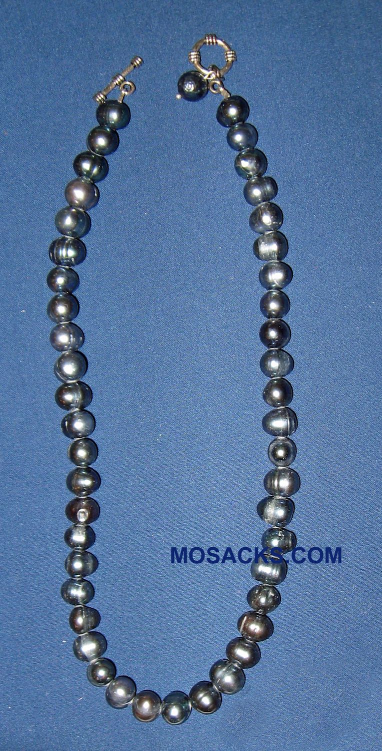 Fresh Water Pearl 16 Inch Black Oblong Necklace