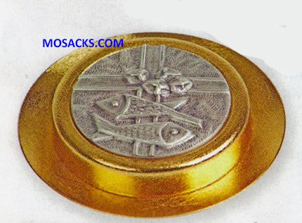 K Brand Pyx 24Kt Gold Plate Loaves Fishes 35 Host capacity-K661 FREE SHIPPING