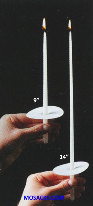 Congregational Tapers Stearine 14" & Bobeches 100 per box-81104401  Free Shipping on $100. orders