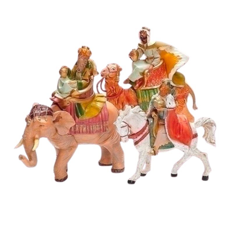 Fontanini 5" Heirloom Nativity Three Kings on Animals Set #65244