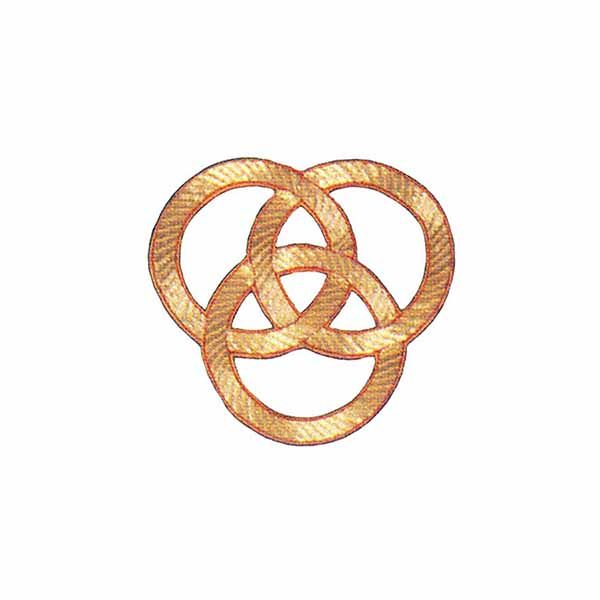 Hand Embroidered Gold Metallic Beau Veste Applique Trinity 10-1340 Three Interwoven Circles Trinity…