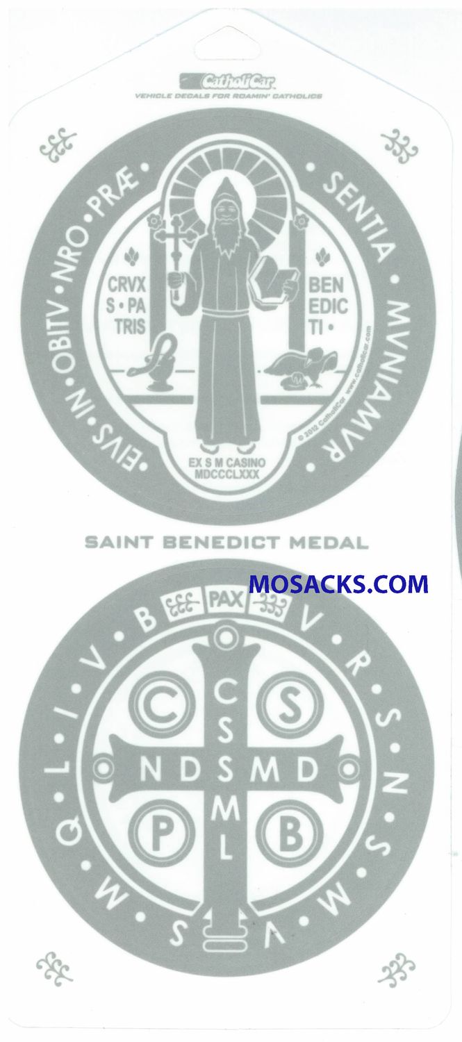 Saint Benedict Double Decal Round Saint Benedict Double Decal Round Christian Decal, Catholic Decal St Benedict Double Decal