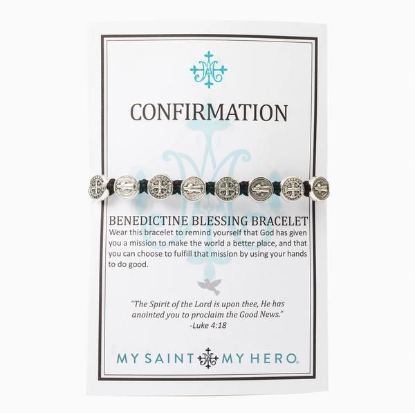 My Saint My Hero Confirmation Benedictine Bracelet Black 10044BK