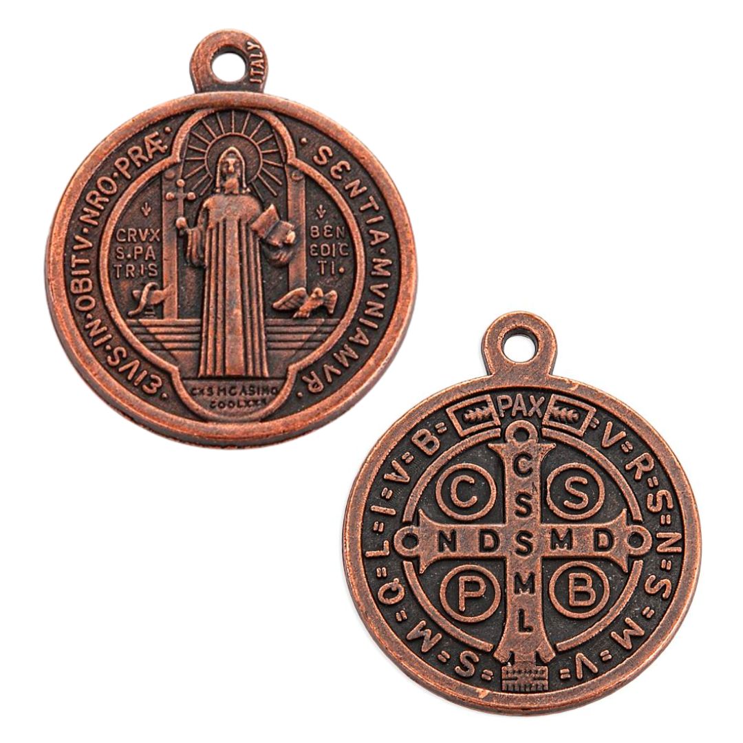 St. Benedict medal St Benedict 1 Inch Antique Copper Medal 12-1058
