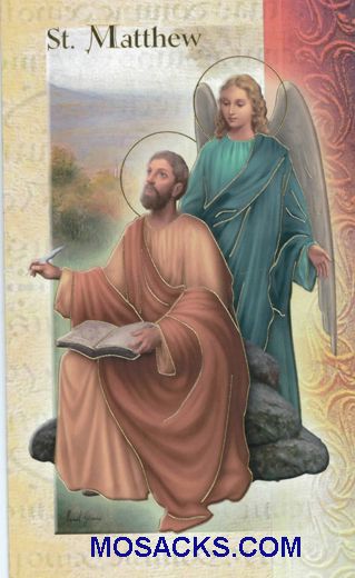 St. Matthew Laminated Bi-fold Holy Card, F5-500 St. Matthew laminated Bi-fold Holy Card, F5-500