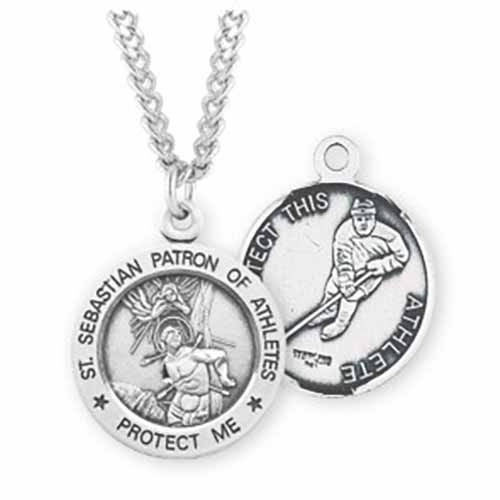 St. Sebastian Sports Medal Hockey in Sterling Silver, S904524