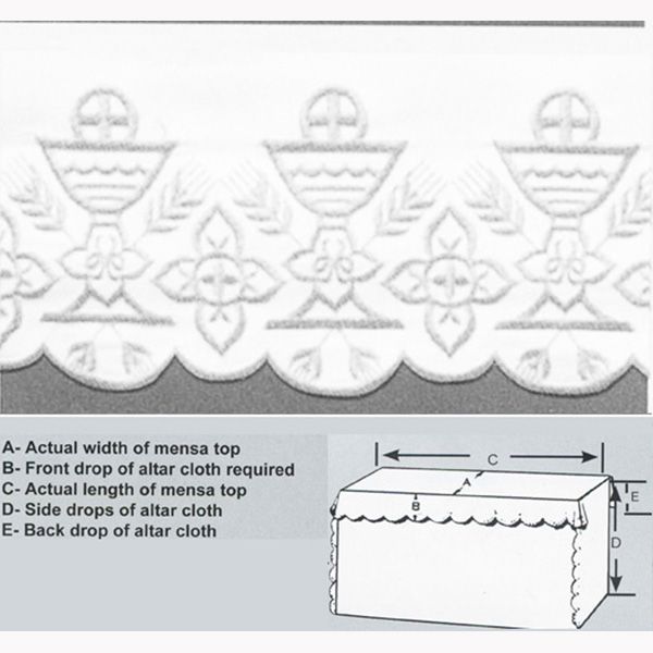 Embroidered Polyester White Silk Embroidery Chalice Altar Cloth-3109 Beau Veste Embroidered Chalice Polyester Altar Cloth White Silk Embroidery-3109