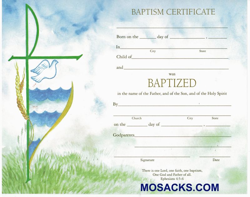 Baptism Certificate 8x10" full color-XD102B