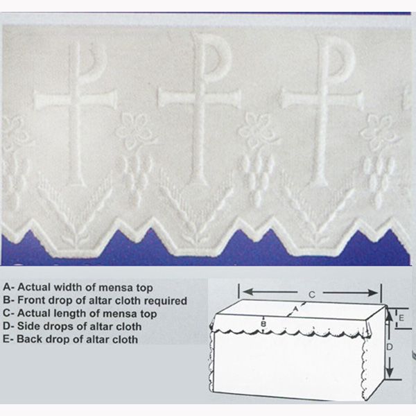 Beau Veste Embroidered Chi Rho Polyester Altar Cloth White Silk Embroidery-8092