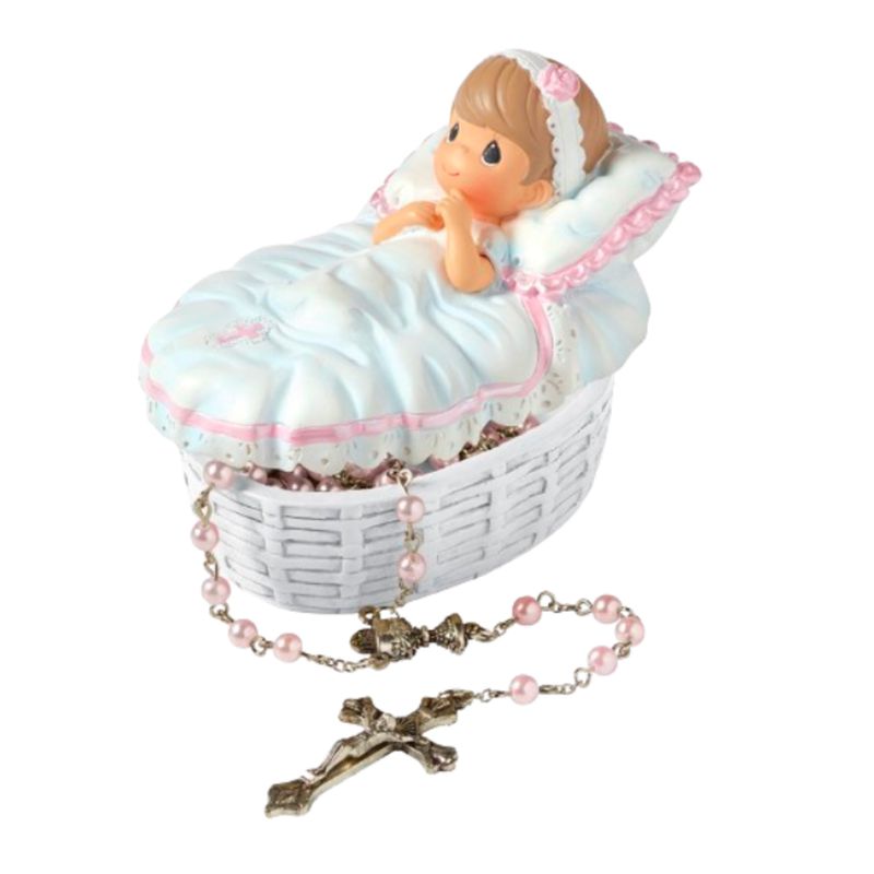 Precious Moments "Baptized In His Name" Girl Rosary Box 153406