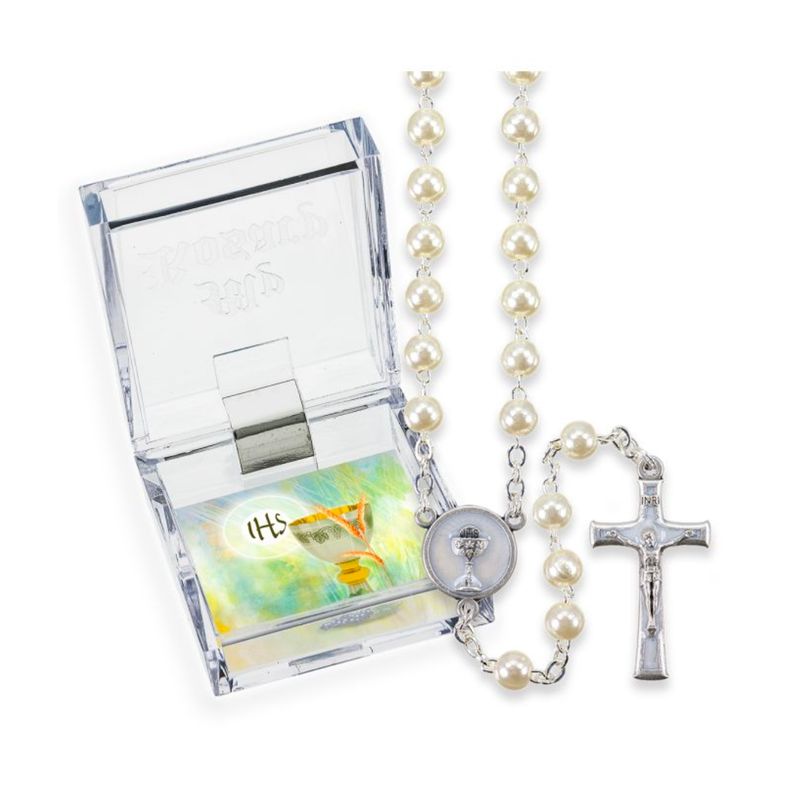 Communion Rosary 5mm White Pearlized Bead 12-01237WTBX
