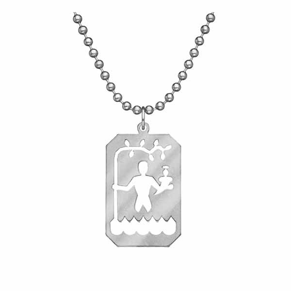 GI Jewelry St.Christopher Pendant with 24" Beaded Chain #10133S