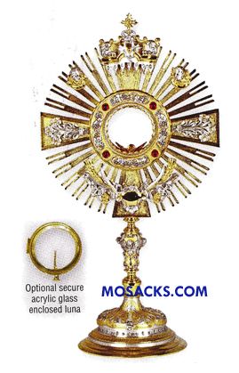 K Brand Monstrance 20-1/2" High holds 2-3/4" Host K667 Monstrance Silver & 24Kt Gold Plated