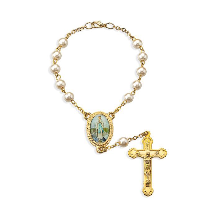 Auto Rosary Our Lady of the Highway Pearl Bead 12-A41-GD-293 This Our Lady of the Highway Auto Rosa…