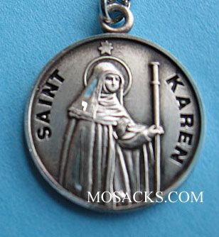 St. Karen Sterling Patron Saint Medal w/18" S Chain