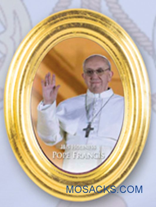 New Pope Francis 5.5x7 Inch Oval Gold Frame Under Glass 557-574