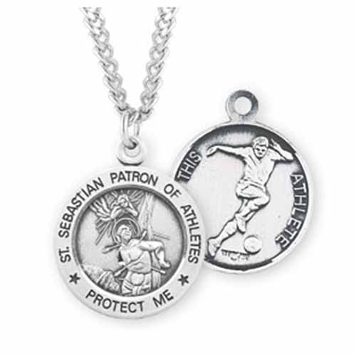 St. Sebastian Sports Medal Soccer in Sterling Silver, S904324
