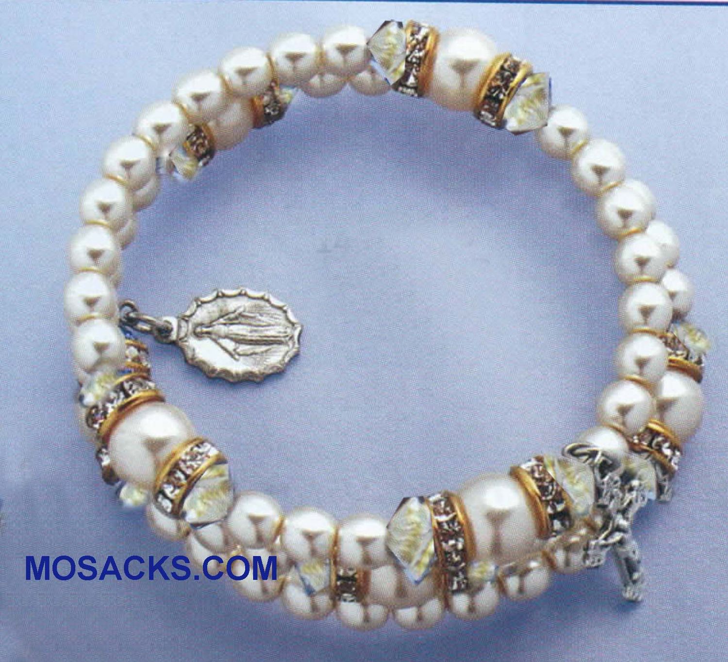 April Birthstone Rosary Bracelet Rosary Spiral Bracelet Crystal -14298CR Crystal April Birthstone R…