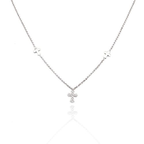 Sterling Silver Choker With 3 Crosses-CLCCZB3 from the Amen Jewelry Collection, Made in Italy