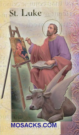 St. Luke Bi-fold Laminated Holy Card, F5-482 St. Luke Bi-fold Holy Card, F5-482